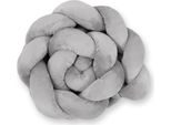 Paracolpi A Nodi Intrecciati - Paracolpi Per Letto - Morbido Minky - Protezione Sicura Per Lettino 180 Cm - Grigio