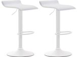 Set Di 2 Sgabelli Da Bar - Sgabello Da Bar, Regolabile In Altezza, Rivestimento In Pelle Finta | Colore: Bianco | Colore Base: Bianco