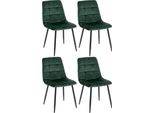 Set Di 4 Sedie Da Pranzo - Sedie Da Cucina - Imbottitura Confortevole | Colore: Verde
