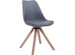 Sedia Per Visitatori - Sedia Per Ospiti - Design Moderno, Look Esclusivo, Plastica/Pelle Artificiale/Legno | Colore: Grigio | Colore Abbigliamento: Naturale