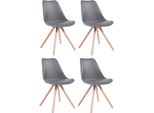 Set Di 4 Sedie In Pelle Finta - Sedie Per Visitatori - Comfort Lussuoso E Design Moderno | Colore: Grigio | Colore Abbigliamento: Naturale