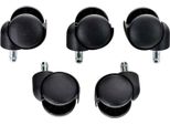 Set Di 5 Pezzi Di Rotelle Per Mobili In Plastica - Rotelle - Rotolamento Flessibile Su Pavimenti Duri E Morbidi, Colore: Nero