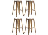 Set Di 4 Sgabelli Da Bar - Sgabello Alto - Design Impilabile, Salvaspazio E Resistente | Colore: Oro