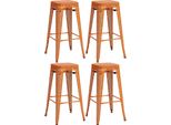 Set Di 4 Sgabelli Da Bar - Sgabelli Alti - Impilabili Per Spazi Ridotti | Colore: Arancione