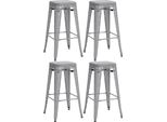 Set Di 4 Sgabelli Da Bar - Sgabelli Alti - Impilabili Per Spazi Ridotti | Colore: Argento