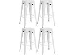 Set Di 4 Sgabelli Da Bar - Sgabelli Alti - Impilabili Per Spazi Ridotti | Colore: Bianco