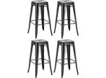 Set Di 4 Sgabelli Da Bar - Sgabello Alto - Design Impilabile, Salvaspazio E Resistente | Colore: Nero