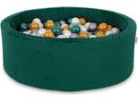 Laghetto Per Le Palline, Piscina Per I Giochi - 200 Biglie - Rivestimento In Minky Sicuro E Morbido - Verde Bottiglia