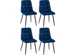 Set Di 4 Sedie Da Pranzo - Sedie Da Cucina - Imbottitura Confortevole | Colore: Blu Scuro