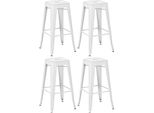 Set Di 4 Sgabelli Da Bar - Sgabello Alto - Design Impilabile, Salvaspazio E Resistente | Colore: Bianco