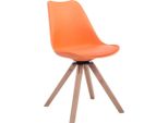 Sedia Per Visitatori - Sedia Per Ospiti - Design Moderno, Look Esclusivo, Plastica/Pelle Artificiale/Legno | Colore: Arancione | Colore Abbigliamento: Naturale