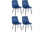 Set Di 4 Sedie Da Pranzo - Sedie Da Cucina - Imbottitura Confortevole | Colore: Blu