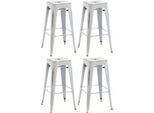 Set Di 4 Sgabelli Da Bar - Sgabello Alto - Design Impilabile, Salvaspazio E Resistente | Colore: Bianco Antico