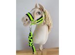 Set Di Cavezza Hobby Paard - Cavezza In Pile - Confortevole E Regolabile - Verde Neon/Nero