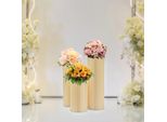 Colonne Cilindriche Per Matrimonio - Piedistalli Pieghevoli In Cartone - Set Di 3 60/80/100 Cm - Per Portafiori E Tavolo Da Dessert - Bianco Latte