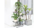 Portafiori Portapiante - Scaffale In Metallo A 5 Livelli - Alto - Resistente Alla Ruggine - Per Fiori, Bonsai Ed Erbe Aromatiche - Decorazione Da Giardino - Nero