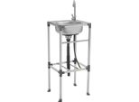 Lavello Da Cucina - Monolavello Freestanding - Dimensioni Ridotte - Acciaio Inox - Con Rubinetto Per Acqua Fredda - Portata 60 Kg - Tubi Flessibili 60/75 Cm - Giallo