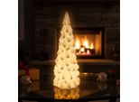 1.06 Abete Grande In Porcellana Con Illuminazione Indiretta - Circa 26 Cm - Abete Illuminato Bianco (Xl)