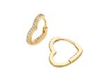 Paar Creolen Firetti "Schmuck Geschenk Silber 925 Ohrschmuck Ohrringe HerzföRmig", Gold (Gelbgoldfarben, Kristallweiß, Kristallweiß), Ohrringe, Damen, Silber 925 (Sterlingsilber), Mit Zirkonia (Synth.)