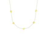 Perlenkette Amor "Herzen", Gelbgoldfarben, Weiß, Halsketten, Damen, Edelstahl Perlen, L: 45 B: 3Mm, Edelstahl, Perlen, Perlenkette, Mit Glasperle, B:3Mm