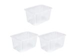 Aufbewahrungsbox Keeeper "Emil, 3Er Set, 45 L, 54,5 X 39 X 29,5 Cm", Transparent, B:54,5Cm H:29,5Cm T:39Cm, Kunststoff, Aufbewahrungsboxen, Aufbewahrungsbox, Ineinander Und Aufeinander Stapelbar