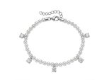 Perlenarmband Firetti "Schmuck Geschenk Silber 925 Armschmuck Armkette Mit Behang", Silberfarben, Kristallweiß, Weiß, Kristallweiß, ArmbäNder, Damen, 19Cm, Perlen Silber 925 (Sterlingsilber), Perlen, Silber 925 (Sterlingsilber), Perlenarmband, Mit Zirkonia (Synth.) - Mit Muschelkernperle