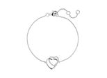 Silberarmband Jobo "Armband Zwei Herzen", Silber 925, ArmbäNder, Damen, 18,5Cm, Silber 925 (Sterlingsilber), Silberarmband, 925 Silber Rhodiniert Mit 21 Zirkonia 18,5 Cm