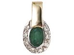 KettenanhäNger Jobo "Kleiner AnhäNger Oval", GrüN (Gelbgold 585), SchmuckanhäNger, Damen, Si = Kleine EinschlüSse, Diamanten Gelbgold 585, Diamanten, Gelbgold 585, KettenanhäNger, 585 Gold Mit Smaragd Und 8 Diamanten