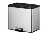 Eko - Cestino A Pedale Essential 2 Recycler 15+15 Litri - Acciaio Inox Polipropilene - Acciaio Inox Opaco
