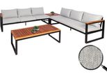 Set Da Giardino HWC-L26, Divano Lounge Da Giardino, Metallo, Legno Di Acacia Mvg ~ Grigio Chiaro