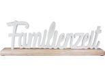 Gilde Schriftzug, "Familienzeit"", Aluminium, Mangoholz, Weiß, , L. 5 Cm, B. 43 Cm, H. 15 Cm 51719"