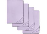 Lenzuolo A Pieghe In Microfibra Interlock Jersey Lilla 90 X 190 - 100 X 200 Cm 180 X 200 - 200 X 200 Cm In Confezione Da 4 Pz