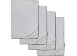 Lenzuolo A Pieghe In Microfibra Interlock Jersey Grigio Argento 90 X 190 - 100 X 200 Cm 180 X 200 - 200 X 200 Cm In Confezione Da 4 Pz