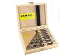Set Di Punte Elicoidali Famag Per Legno, 7 Pezzi, HSS-G, 3-12 Mm, Cassetta Per Legno, Punte Per Legno