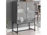 Vidaxl Mobile Laterale Con Ante In Vetro Grigio Sonoma 69X37X100 Cm