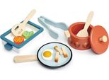 Set Di Pentole E Padelle In Legno Per Bambini Tender Leaf - Giocattolo Da Cucina Colorato