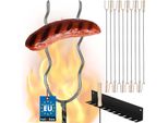 Kotarbau® Spiedini Per Barbecue Forchetta Per Barbecue Filo D'acciaio Spiedini Da Campeggio 100Cm Set Di 10 Pezzi + Gancio Manico In Legno Accessori Per Barbecue Forchetta Per Salsicce Spiedini Ondulati Spiedini Per Salsicce Gadget Per Barbecue Spiedini Da Campeggio Lunghi