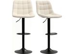 Set Di 2 Sgabelli Da Bar, Sgabello Da Bar Imbottito Con Schienale, Struttura In Acciaio, Look Ciniglia, Sedie Da Cucina Regolabili In Altezza Con Poggiapiedi Sgabello Girevole A 360° Per Cucina, Soggiorno Beige