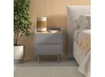 Vicco Comodino Camera Da Letto Velina, 48 X 58 Cm Con 2 Cassetti, Grigio/Quercia