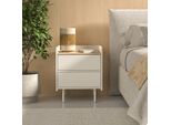 Vicco Comodino Camera Da Letto Velina, 48 X 58 Cm Con 2 Cassetti, Crema/Rovere