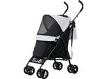 Passeggino Per Cani Passeggino Pieghevole Per Cani E Gatti Fino A 4 Kg Passeggino Per Gatti Con Finestre A Rete, Tracolla, Borsa Portaoggetti, Portabicchieri Ombrello Passeggino Per Gatti Grigio Chiaro Aosom
