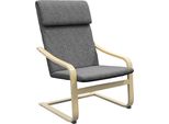 Fortuna Lai Poltrona Relax Poltrona Con Cuscino Sedia Oscillante Sedia Da Pranzo Effetto Lino Grigio Scuro Legno Di Betulla 66,5X80X99 Cm Per Soggiorno