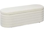 Fortuna Lai Panca Letto Con Contenitore E Gambe In Legno, Elevata Stabilità, Tessuto Teddy Fleece, Portata Massima 120 Kg, 116X41X40,5 Cm, Bianco Crema