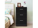 Comodino Nero Con 3 Cassetti, 38 X 67 X 35 Cm