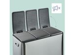 Pattumiera Da Cucina A 3 Scomparti, 3X 15L, Coperchio A Chiusura Ammortizzata