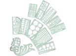 Strumenti Per Il Disegno, Stencil Geometrici, Modelli Di Disegno, Modello Di Disegno Geometrico, Righello Di Misurazione Multifunzionale, Set Di Righelli Da 12 Pezzi, Righello Di Valutazione A Forma Di Curva F�R