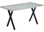Tavolo Da Pranzo Homcom Tavolo Da Cucina, Tavolo Da Pranzo Con Aspetto In Pietra, Tavolo Da Soggiorno Per 6 Persone, Gambe In Acciaio, Grigio, 140 X 80 X 76 Cm