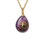Kette Mit AnhäNger Firetti "Schmuck Geschenk Lebensbaum", Bunt (Gelbgoldfarben, Lila), Halsketten, Damen, Edelstahl, L: 50 B: 2Mm, Made In Germany - Mit Rosenquarz, Lapislazuli, Aventurin Oder Amethyst, B:2Mm