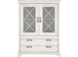 Highboard Forte "Kashmir", Weiß (Pinia Weiß), B:123Cm H:162,3Cm T:48,2Cm, Dekorfolie, Fsc-Zertifizierter Holzwerkstoff, Floatglas, Metall, Sideboards, Highboard