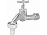 Js Auslaufventil Mit Schlauchver. Knebel-Oberteil,1/2",Matt Chrom"